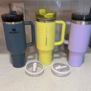 Stanley Trio Insulated Travel Mugs in Yellow, Blue, and Lavender